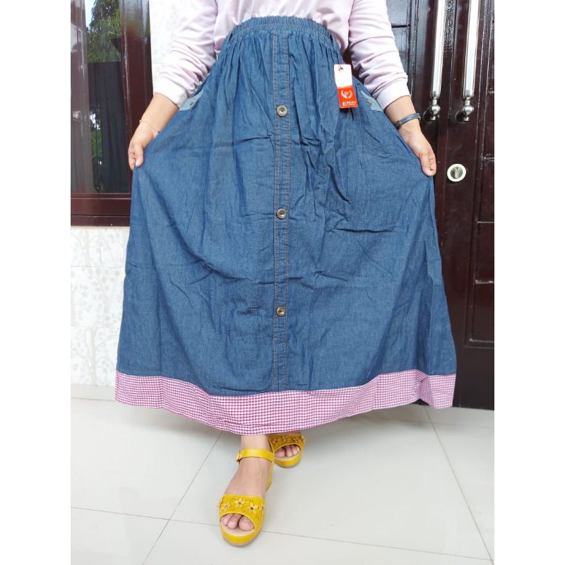 Rok Jeans Wanita Jumbo Nyaman Muat 100kg