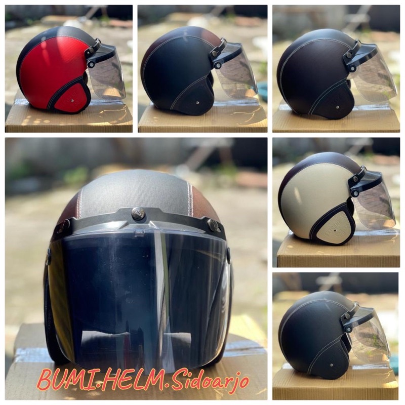 HELM BOGO DEWASA  POLOS + KACA DATAR