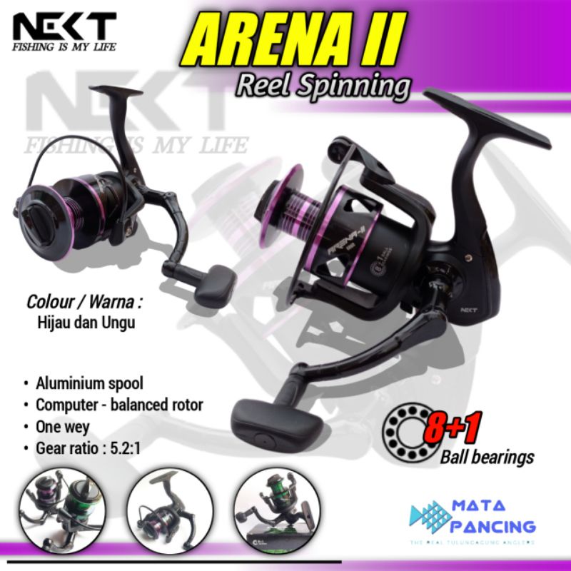 Reel pancing next arena II ukuran 1000 2000 4000 6000 aluminium spool dan putaran halus reel pancing laut dan air tawar