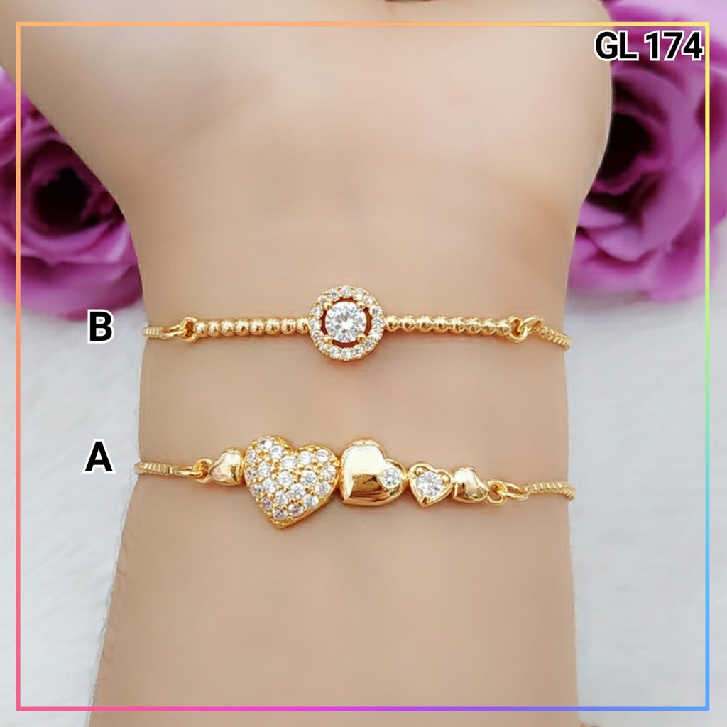 Gelang xuping gelang dewasa serut love lapis emas gold permata simple ala korea GL 174