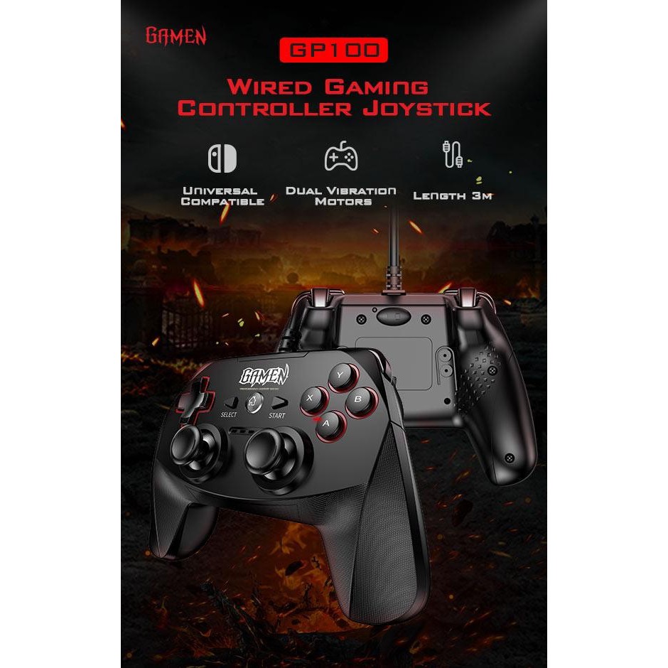 Gamen GP100 3m Cable Universal USB Gaming Contoller Gamepad Vibration