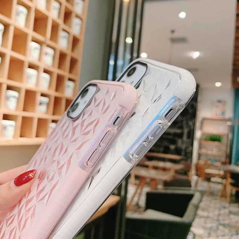 Case Transparan Shockproof Aksen Berlian Untuk IPhone 11 12 Pro Max Mini