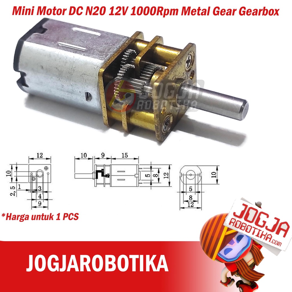 Mini Motor DC N20 12V 1000Rpm Metal Gear Gearbox