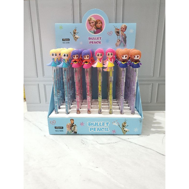 (4pcs) pensil lantu/lantu bensia/pensil cabut lucu/pensil bongkar pasang-Frozen
