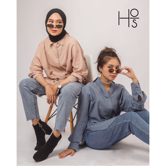 Hosofshopaholic - BECARA SHIRT - Pakaian Wanita - Atasan - Basic Shirt - Kemeja Wanita - Kemeja Linen - Allsize-1