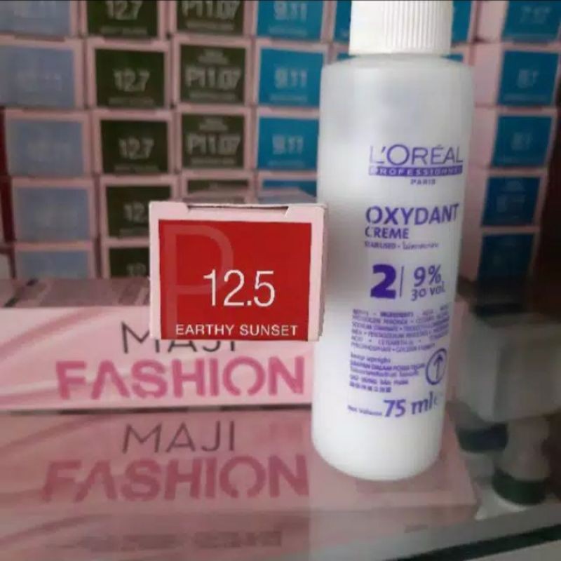 Loreal Cat Rambut Maji Fashion no 12.5 + Loreal Oxidant mini 75ml