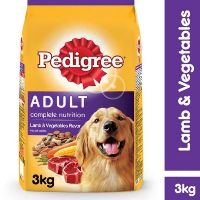 pedigree makanan anjing adult lamb vegetable 3 kg freshpack - dog food