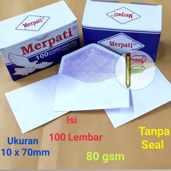 Amplop Merpati Visit Kecil Putih uk. 110 x 70 mm 80 gr gsm per box