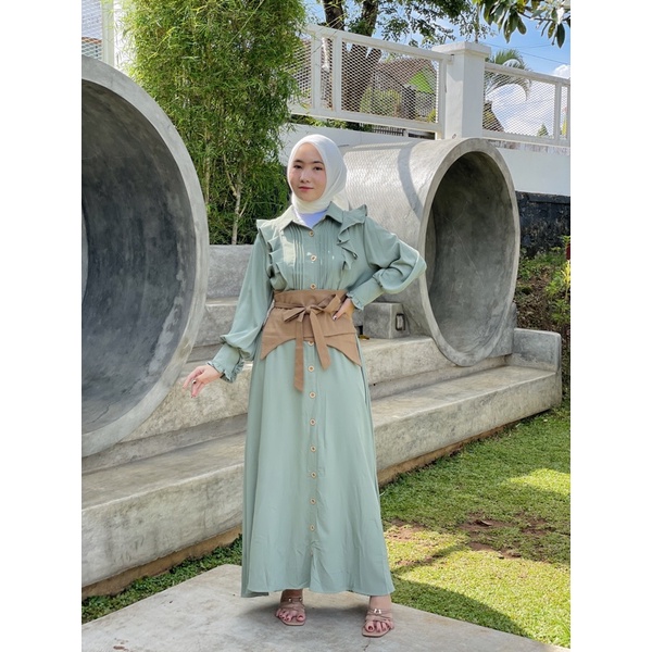 Chewid dress ocha dress polos terbaru free belt
