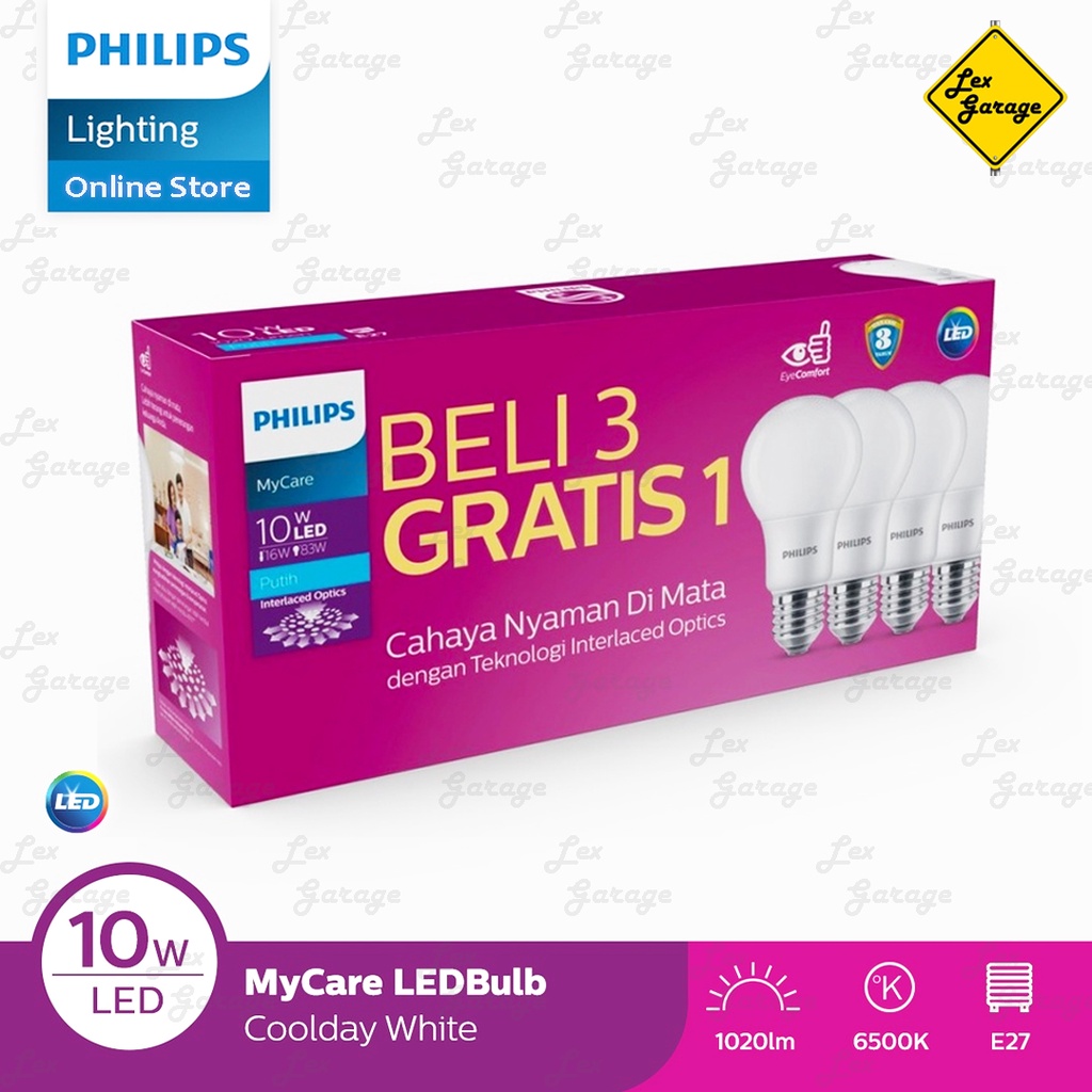 Lampu PHILIPS LED Bulb MultiPack 8W 10W 12W 8 10 12 Watt 6500K Putih