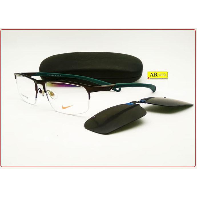 {Promo} Frame Kacamata Minus, Kaca Mata Sporty ( Nike + Clip-On Polarized )