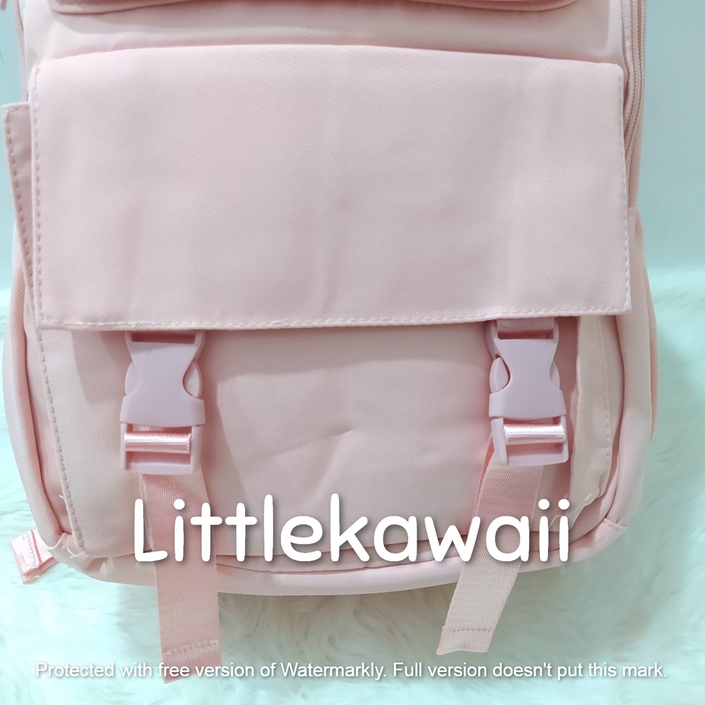 LK/Tas Ransel Laptop Backpack Parasut Sekolah Fashion Casual Anak Remaja Hello77 Tutup Kantong Depan Gesper Import