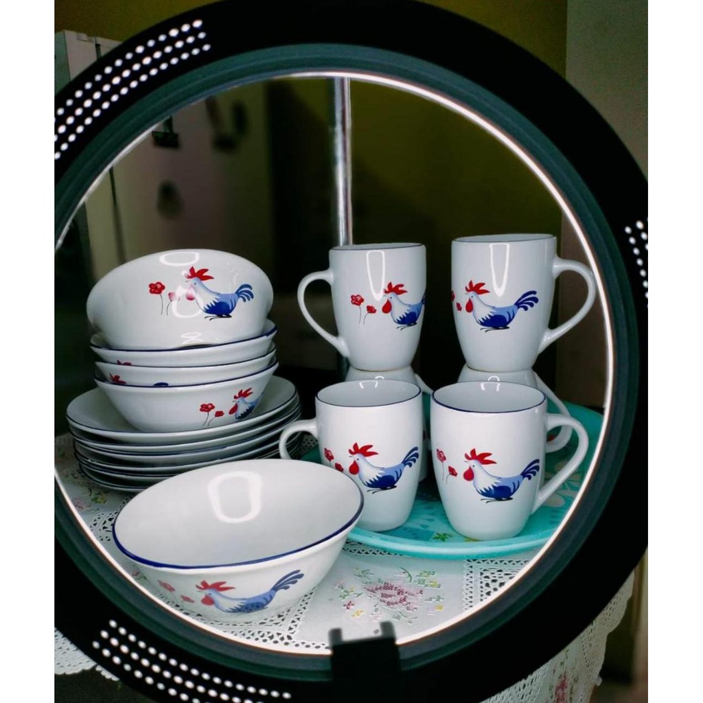 PIRING KERAMIK/ MANGKOK KERAMIK / GELAS MUG KERAMIK HOMECO LOGO AYAM / Ceramic I Am Blue