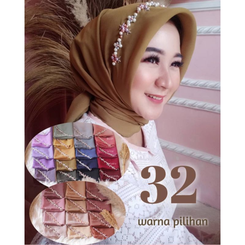 Jilbab segi empat payet mutiara
