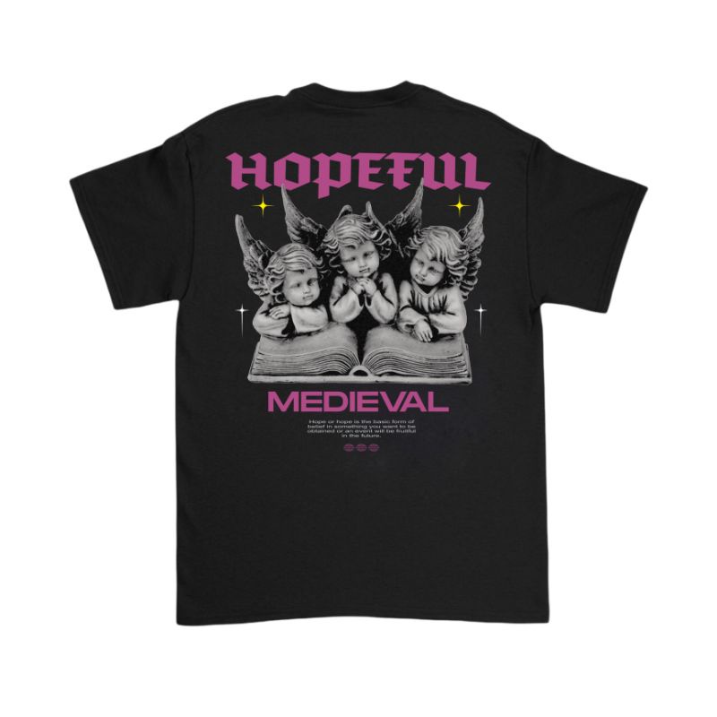 KAOS BAJU HOPEFUL MEDIEVAL | LOCAL BRAND T-SHIRT OVERSIZE VINTAGE HITAM AESTHETIC | PRIA WANITA DEWA