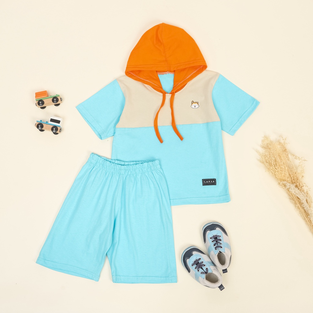 Carva setelan anak laki laki perempuan oneset katun setelan anak kaos rafatar combad 24s realpict