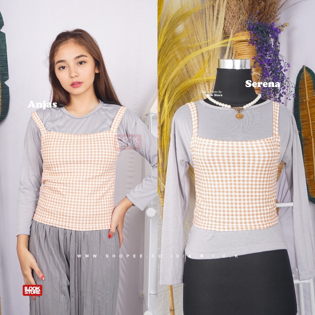 ilook | Tanktop Anjas | Tanktop Serena Gingham | Tanktop Outer Bahan Creap Motif Kotak-COKSU