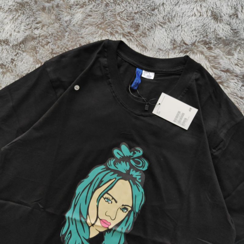 Kaos H&amp;M Billie Eilish Fulltag &amp; Lebel