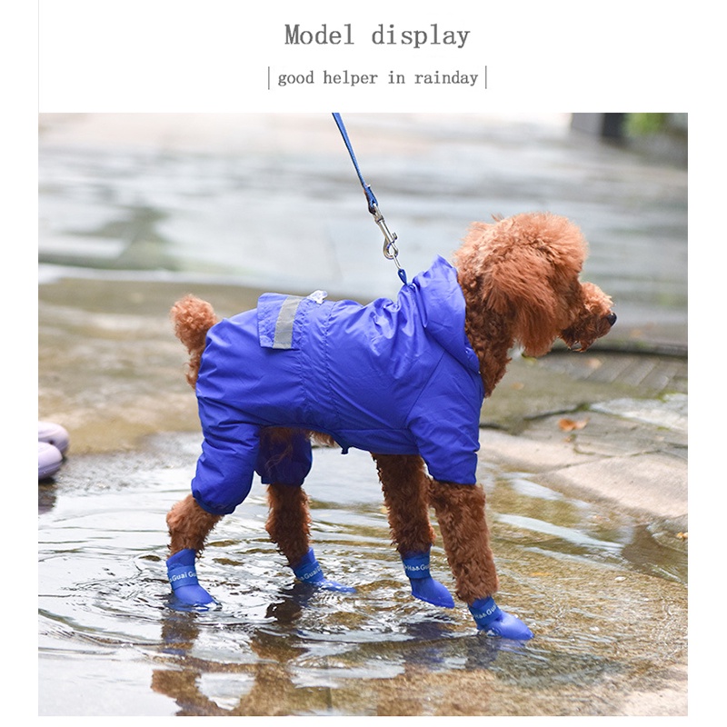 【4Pcs/Set】Sepatu Boots Hujan Anjing/Dog Rain Boots/Sepatu Boots Hujan Tahan Anjing/Sepatu Boots Karet Anjing