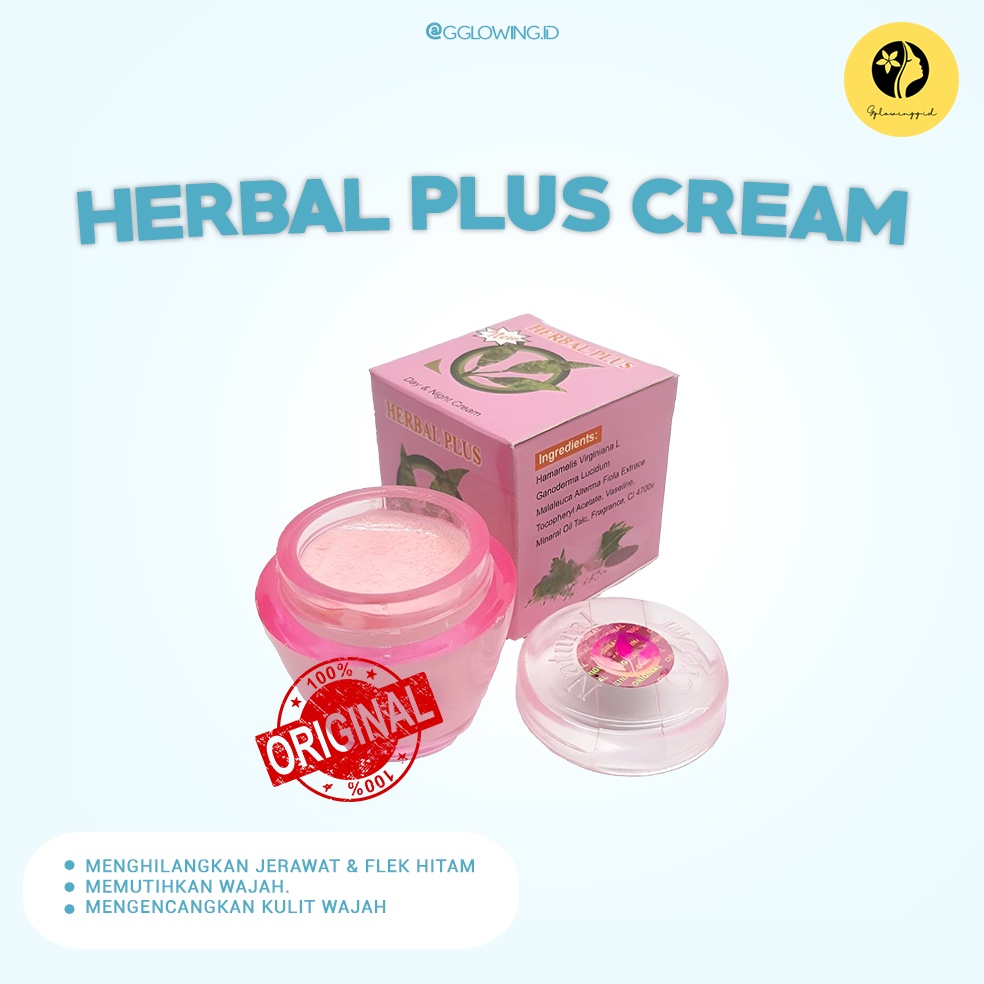 (BISA COD) CREAM HERBAL PLUS ORIGINAL / PEMUTIH WAJAH  BPOM / PENGHILANG JERAWAT / PENGHILANG FLEK H
