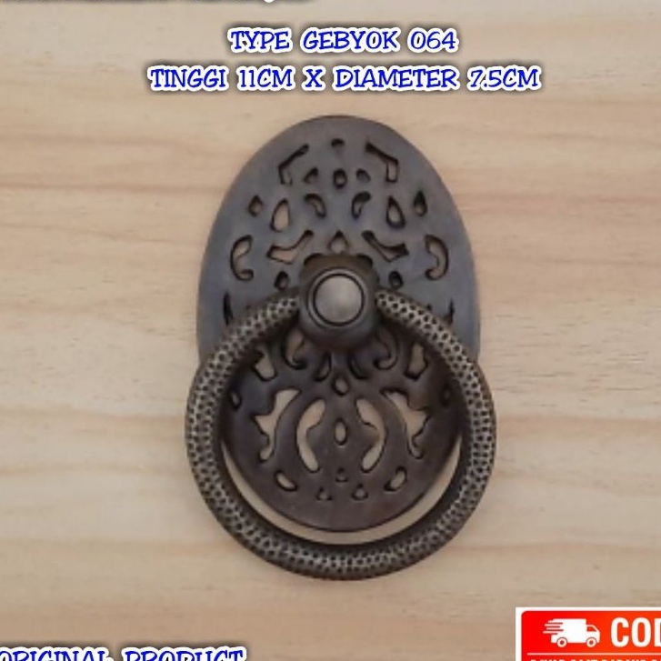 Handle Pintu / Gagang Lemari Pintu Rumah Pagar Kuningan Antik Gebyok 064