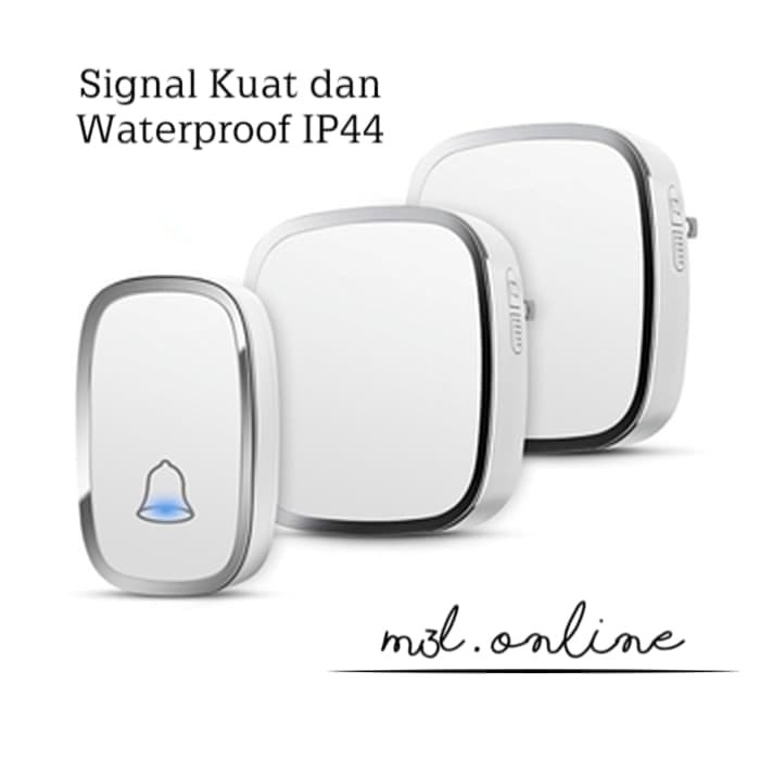 Bel Rumah Wireless Door Bell Waterproof Pintu 2 Receiver