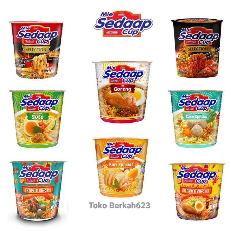 Mie Sedaap Cup Instan All Varian / Goreng / Soto / Rawit Bingit / Korean Spicy / Baso / Kari Spesial