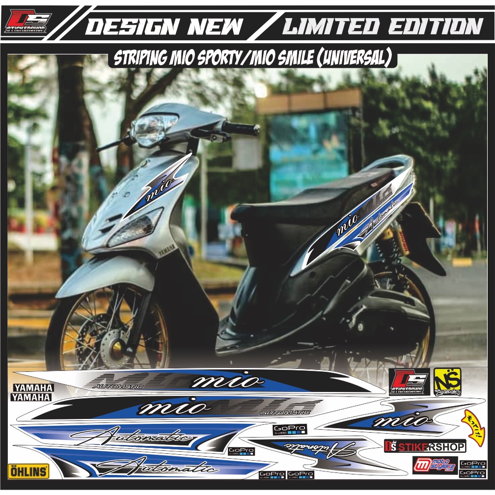 STRIPING VARIASI MIO SMILE/MIO SPORTY RACING/STRIPING MIO VARIASI WARNA BIRU LIS HITAM