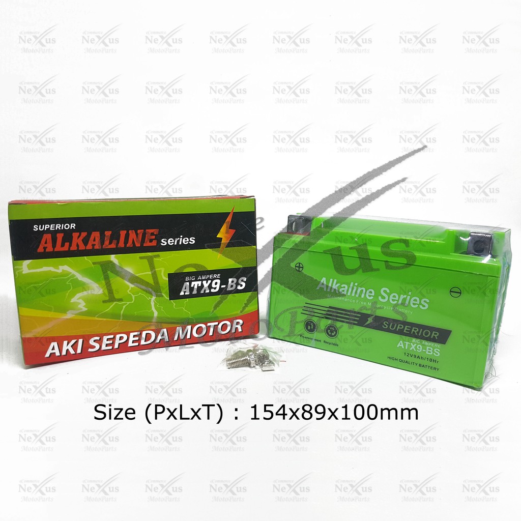 Aki Motor Grandcell Alkaline ATX9-BS YTX7A GTZ8V YTZ8V YTX9 YTZ10S ATX9F 12V 9Ah Ninja 250 CBR KTM