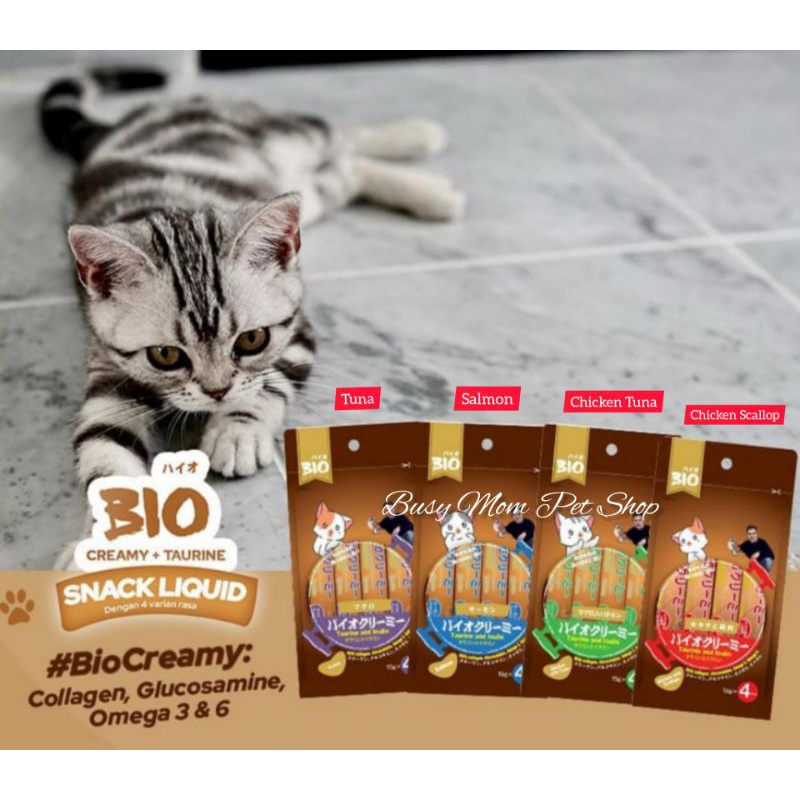 Grosir Bio Creamy Snack Kucing 15gr x 4pcs Treats Setara Me-O Meo Me O