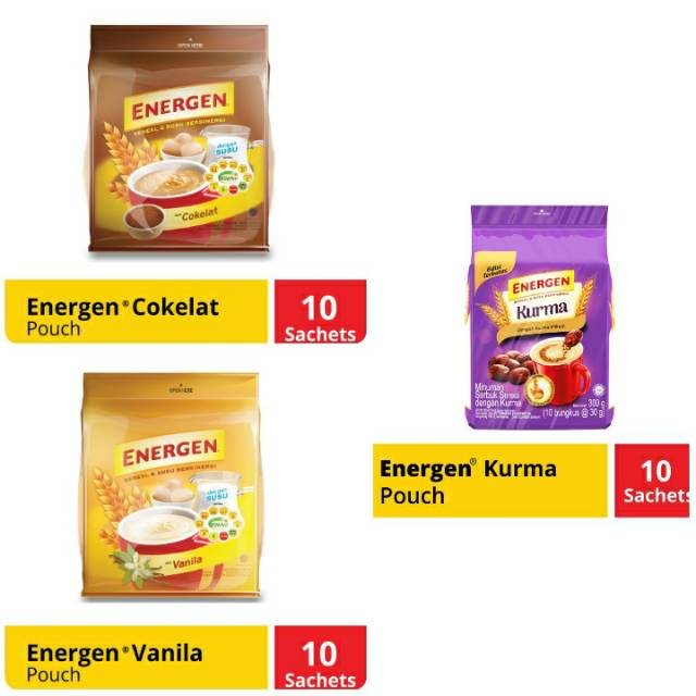 

Energen Isi 10 sachet | Energen Vanila ,coklat | Energen Kurma