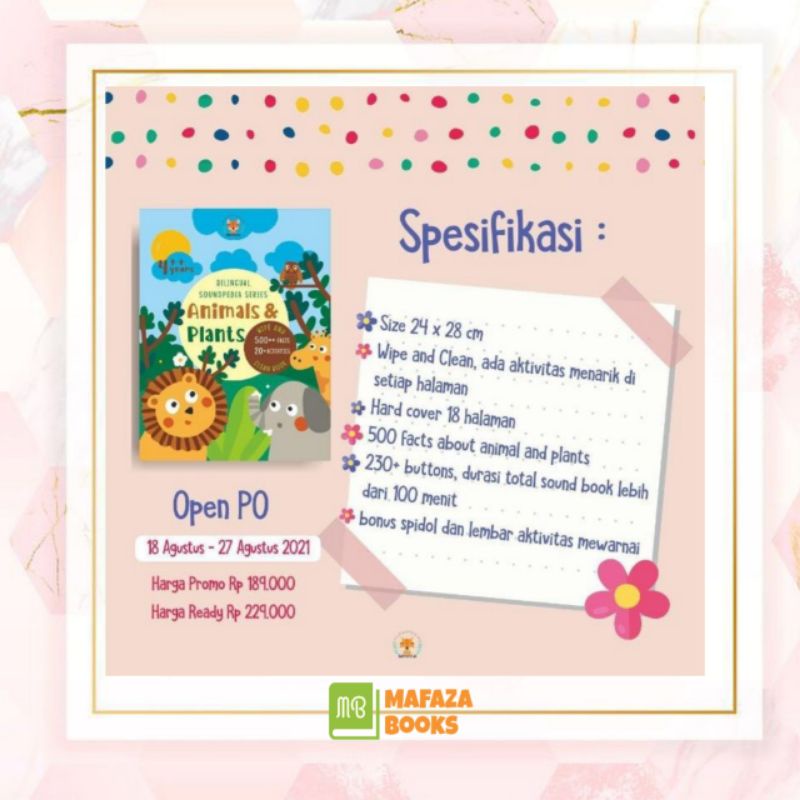 Bilingual Soundpedia "Animals & Plants" Soundbook buku anak Hewan & Tumbuhan