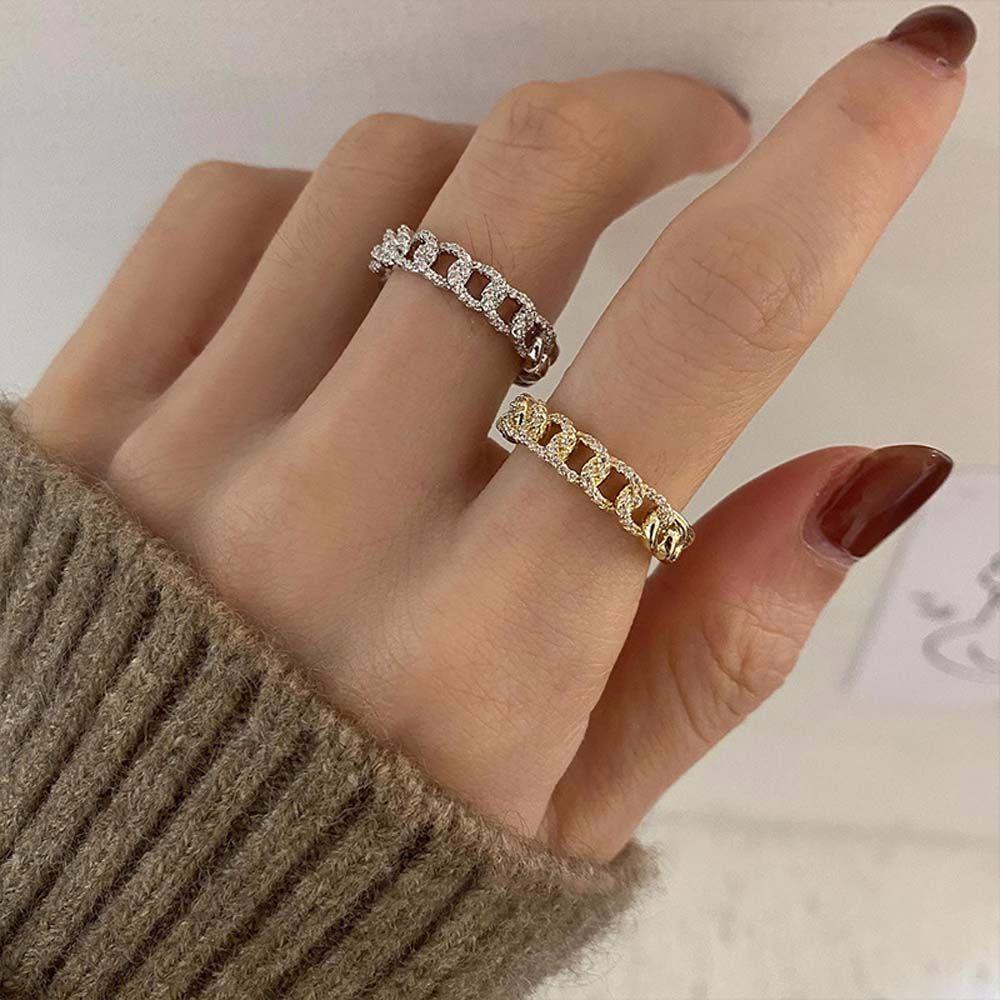 Mxbeauty Cincin Model Terbuka Bahan Metal Warna Emas Gaya Vintage Korea Untuk Wanita