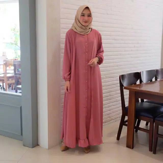 Risha button - gamis simple - gamis syari - gamis - baju wanita