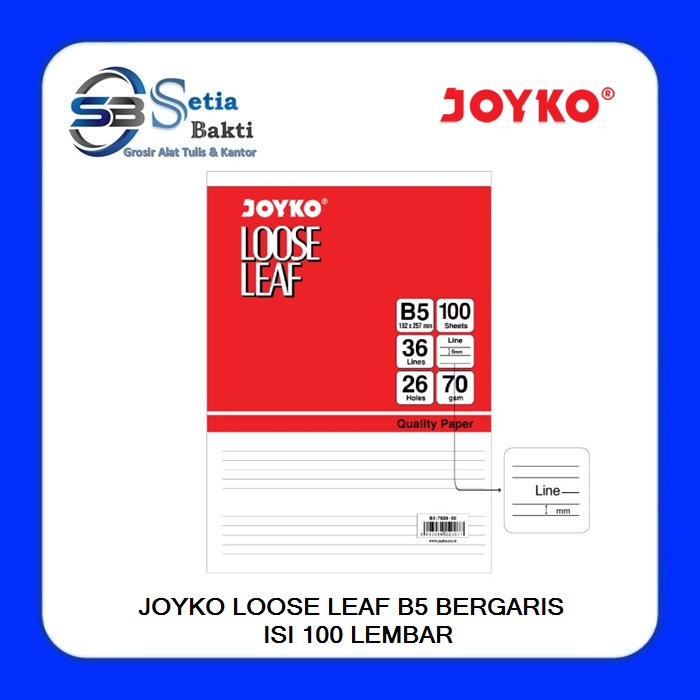 

JOYKO Isi Loose Leaf B5 Bergaris Isi 100 Lembar
