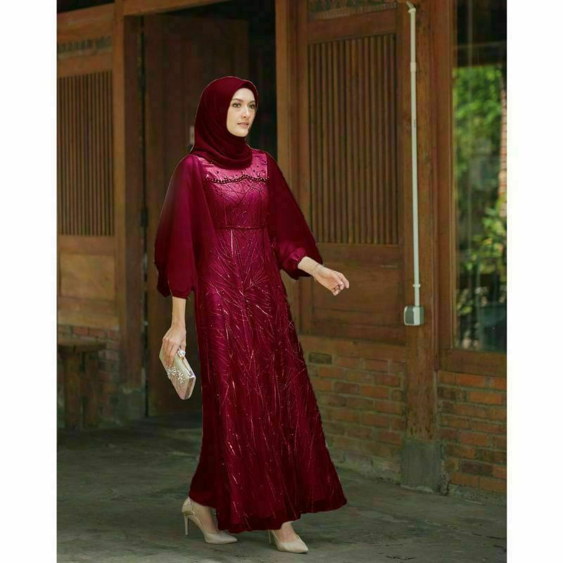 TERMURAH LUNA DRESS BROKAT KOMBINASI / FASHION MUSLIM / GAMIS NADINE / BISA COD / ADA JUMBO / GAMIS