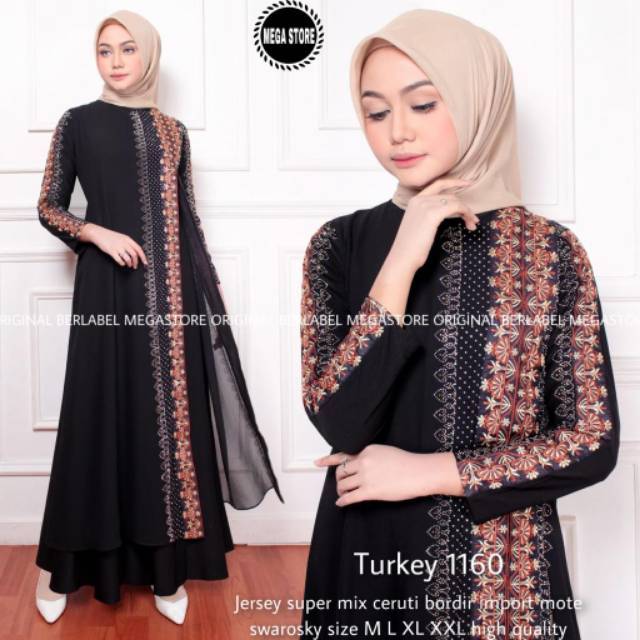 GAMIS ABAYA JERSEY MIX CERUTY || BORDIR WITH SWAROVSKY ||  || SOLO SURAKARTA