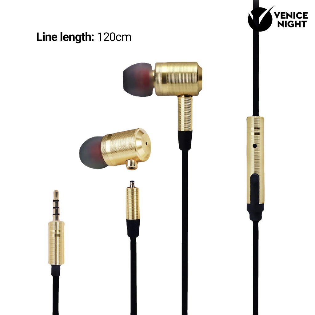 (VNEP) (Berkabel) Headset Earphone Earbuds Sport Gaming In-ear Noise Isolating Metal Jack 3.5mm Untuk Handphone