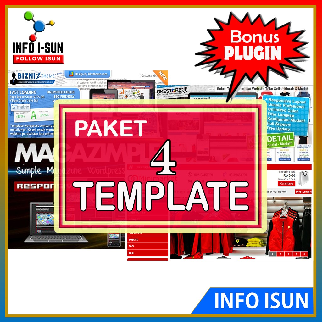 4 Paket Template TOKO ONLINE - Wordpress Premium Template