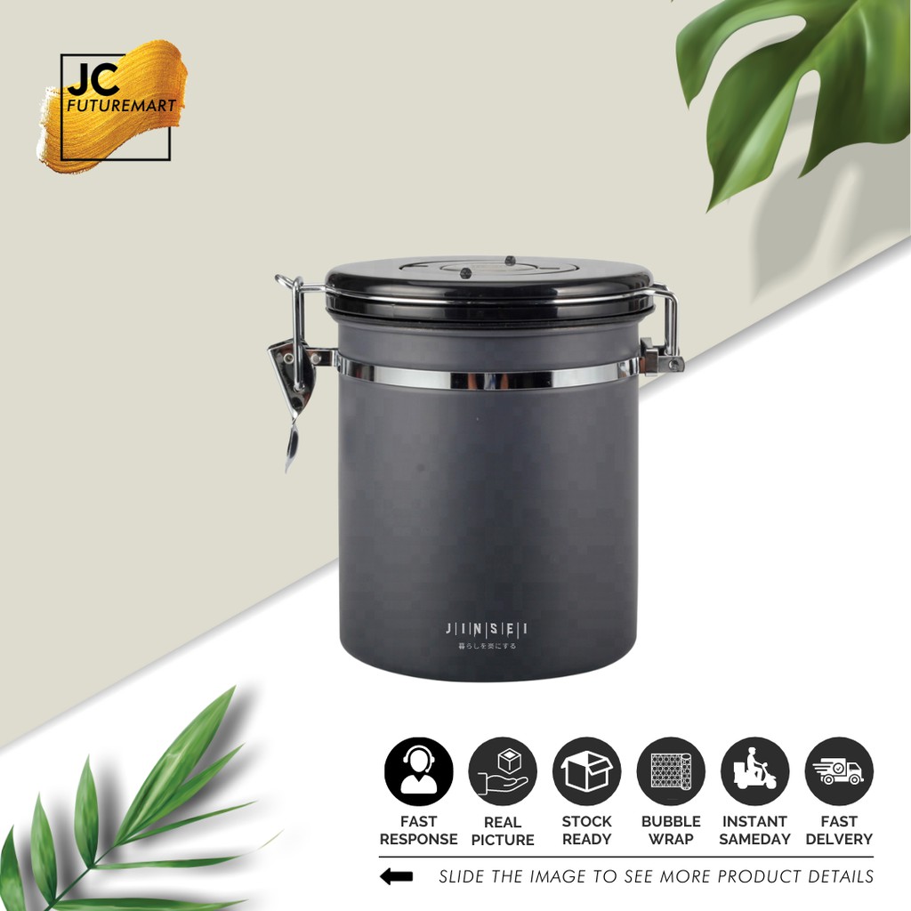 COFFEE STORAGE WITH VALVE + DATE 1500ML - TOPLES KOPI KEDAP UDARA