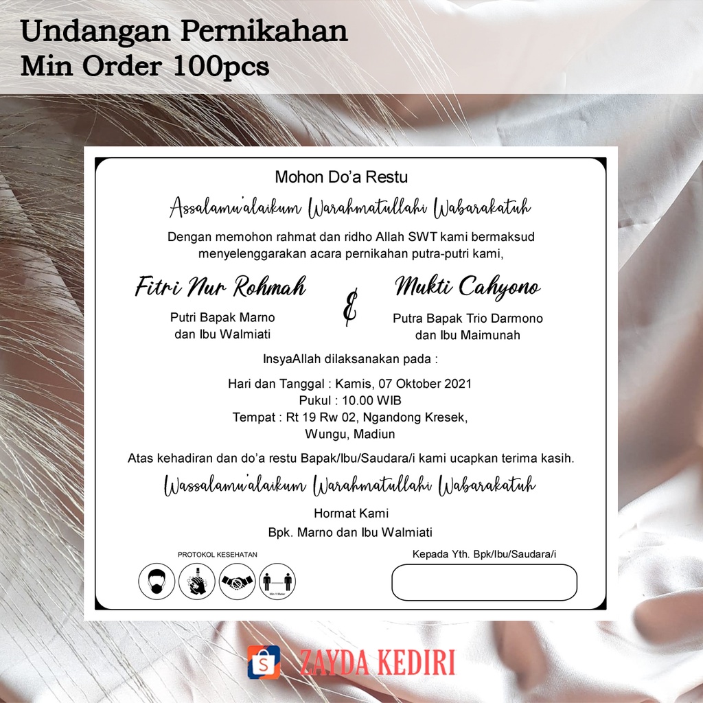 

[Min 100pcs] Undangan mini/Undangan besek