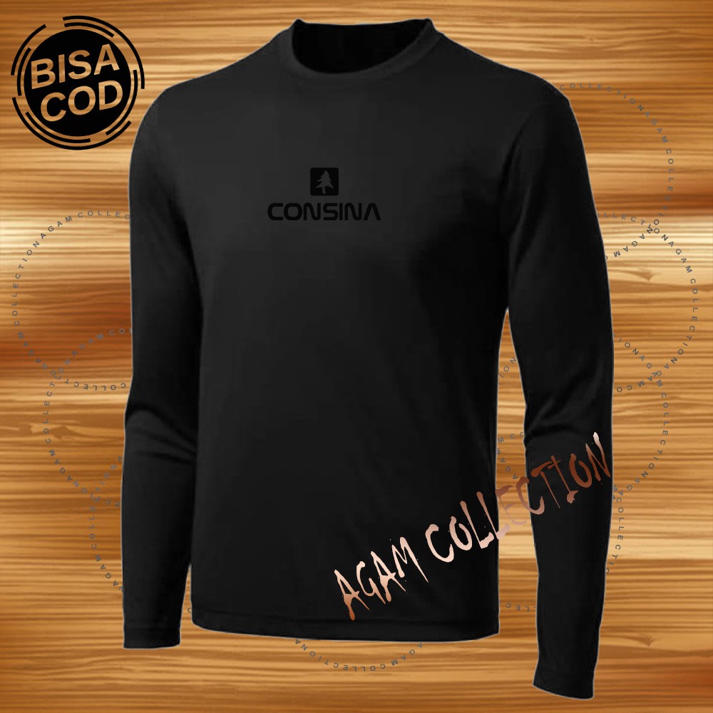 Agam Collection Baju Kaos Distro Consina 01 Text Hitam Lengan Panjang Premium Quality