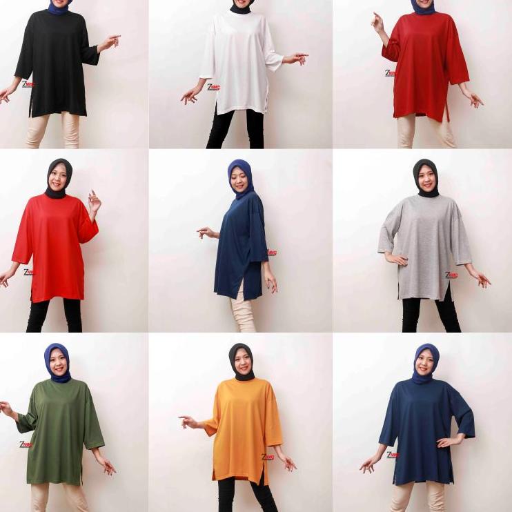 OVERSIZE HIJAB POLOS / KAOS POLOS OVERSIZE / OVERSIZE WANITA BASIC • RW.228127