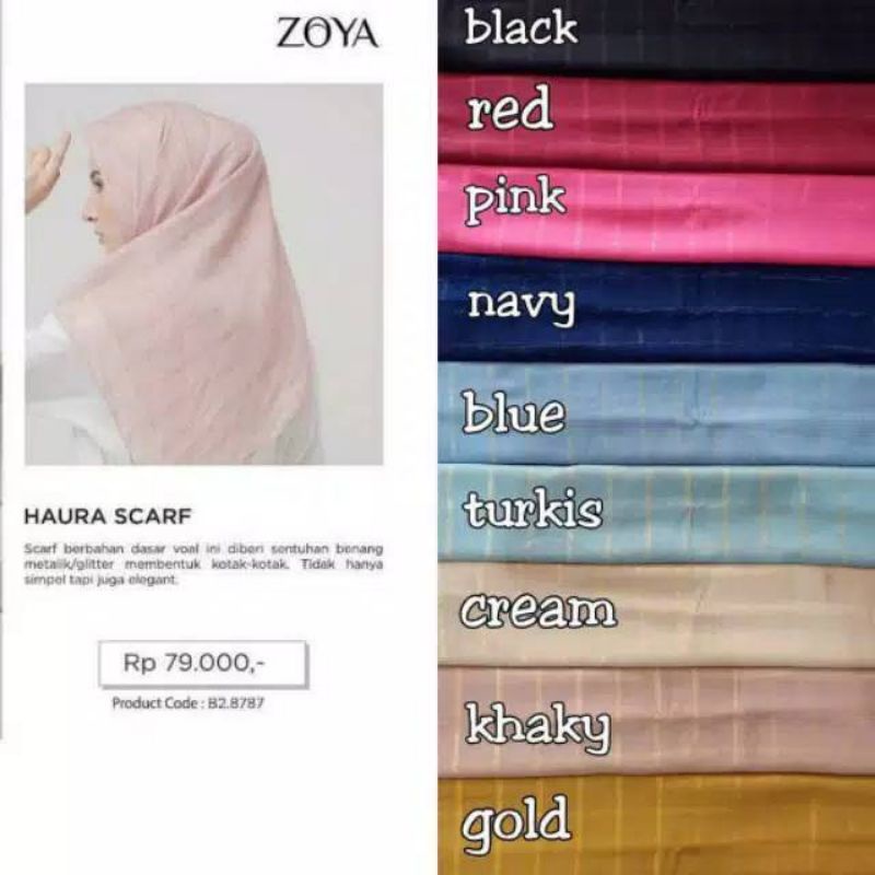 SCARF HAURA GLITTER KERUDUNG SEGI EMPAT POLOS BY ZOYA