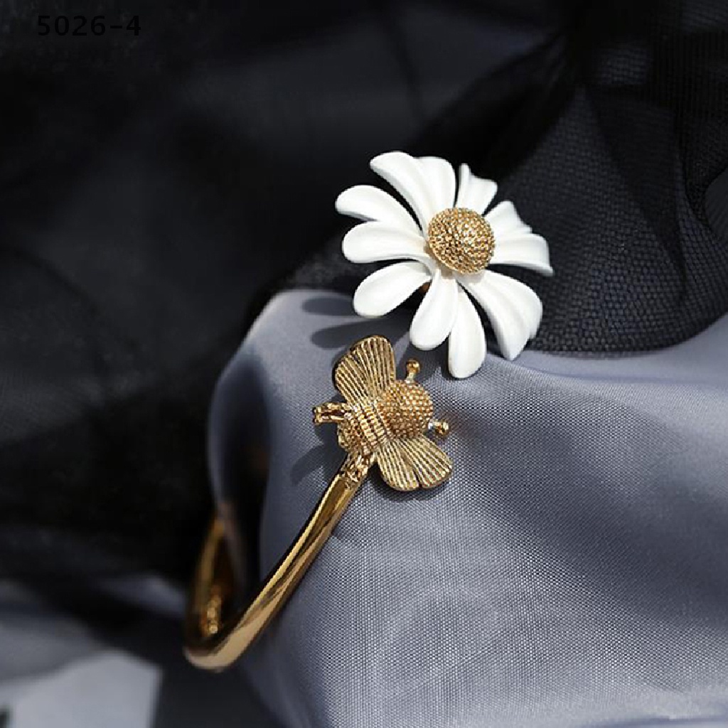 5026-4 1PC Enamel Daisy Flower Elegant Opening Rings Bracelet Earrings Women Jewelry 5026-4