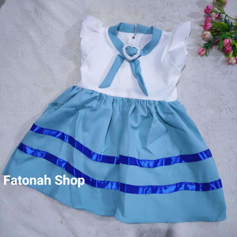 Dress anak 1 2 tahun gaun anak mewah dasi baju anak cewek unik model baru ( dress SAILOR MOSCREPE )