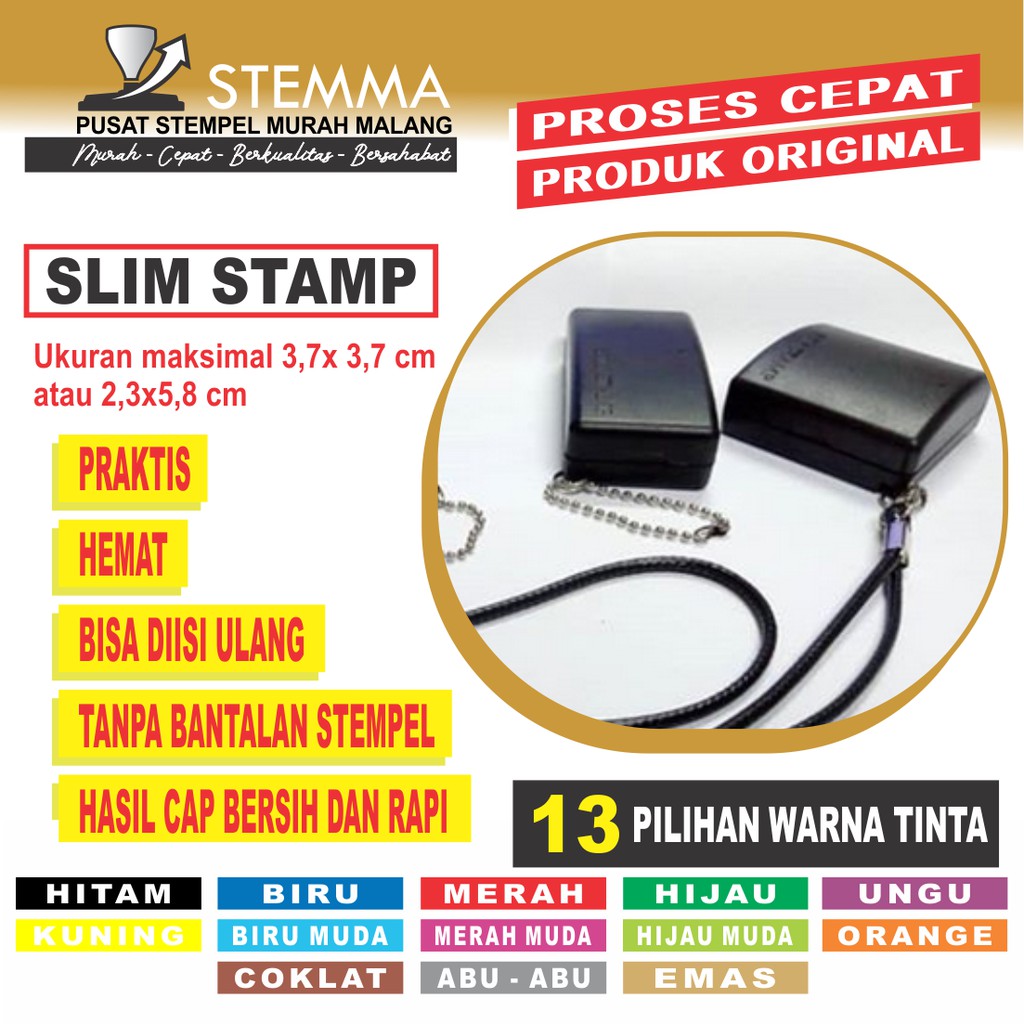 

Stempel slim custom gantungan kunci kalung Stempel warna tanpa bantalan