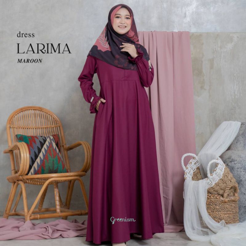 larima dress greenism original asli toyobo premium