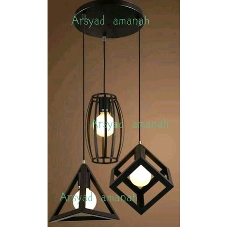 lampu gantung full set model variasi 3.3in1+bohlam 3 pcs