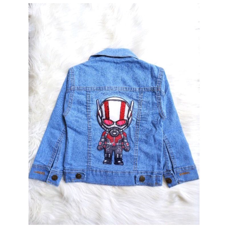 JAKET JEANS LED (NYALA) ANAK/JAKET JEANS SUPERHERO UNTUK 1-12 TAHUN